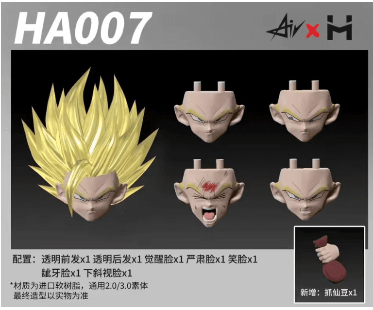 HA HA006-10 Son Gohan Super Saiyan 2 Head Sculpt Accessory